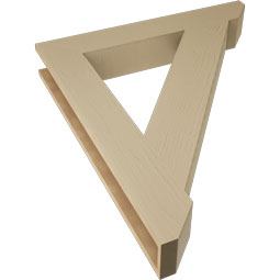 Ekena Millwork - BKTUR055X36X42TRA06RCPR - Timberthane Faux Wood Traditional Style Bracket, Slat Ends, 5 1/2"W x 36"D x 42"H, Primed Tan