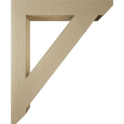 Ekena Millwork - BKTUR055X38X46TRA06RCPR - Timberthane Faux Wood Traditional Style Bracket, Slat Ends, 5 1/2"W x 38"D x 46"H, Primed Tan