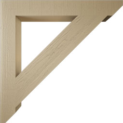 Ekena Millwork - BKTUR055X44X44TRA06RCPR - Timberthane Faux Wood Traditional Style Bracket, Slat Ends, 5 1/2"W x 44"D x 44"H, Primed Tan