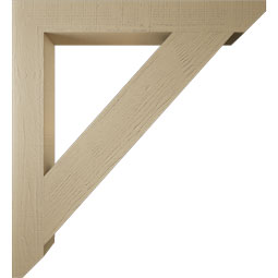 Ekena Millwork - BKTUR055X44X48TRA06RCPR - Timberthane Faux Wood Traditional Style Bracket, Slat Ends, 5 1/2"W x 44"D x 48"H, Primed Tan
