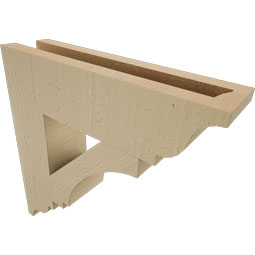 Ekena Millwork - BKTUR035X14X14IMP01RCPR - Timberthane Faux Wood Imperial Style Bracket, Traditional Ends, 3 1/2"W x 14"D x 14"H, Primed Tan