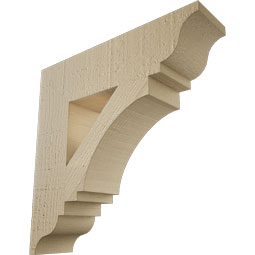 Ekena Millwork - BKTUR035X14X14IMP01RCPR - Timberthane Faux Wood Imperial Style Bracket, Traditional Ends, 3 1/2"W x 14"D x 14"H, Primed Tan