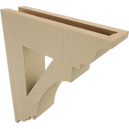 Ekena Millwork - BKTUR035X14X18IMP01RCPR - Timberthane Faux Wood Imperial Style Bracket, Traditional Ends, 3 1/2"W x 14"D x 18"H, Primed Tan