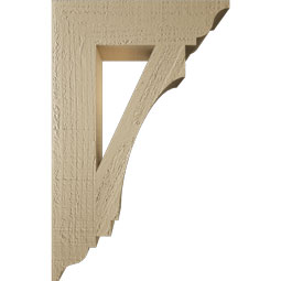 Ekena Millwork - BKTUR035X14X22IMP01RCPR - Timberthane Faux Wood Imperial Style Bracket, Traditional Ends, 3 1/2"W x 14"D x 22"H, Primed Tan