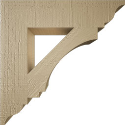 Ekena Millwork - BKTUR035X16X16IMP01RCPR - Timberthane Faux Wood Imperial Style Bracket, Traditional Ends, 3 1/2"W x 16"D x 16"H, Primed Tan