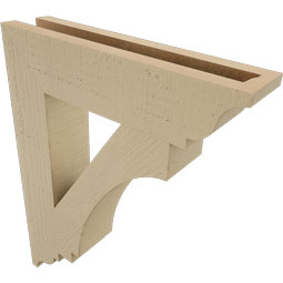 Ekena Millwork - BKTUR035X16X20IMP01RCPR - Timberthane Faux Wood Imperial Style Bracket, Traditional Ends, 3 1/2"W x 16"D x 20"H, Primed Tan
