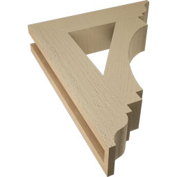 Ekena Millwork - BKTUR035X16X20IMP01RCPR - Timberthane Faux Wood Imperial Style Bracket, Traditional Ends, 3 1/2"W x 16"D x 20"H, Primed Tan
