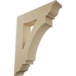Ekena Millwork - BKTUR035X16X20IMP01RCPR - Timberthane Faux Wood Imperial Style Bracket, Traditional Ends, 3 1/2"W x 16"D x 20"H, Primed Tan