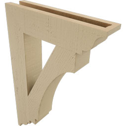 Ekena Millwork - BKTUR035X16X24IMP01RCPR - Timberthane Faux Wood Imperial Style Bracket, Traditional Ends, 3 1/2"W x 16"D x 24"H, Primed Tan