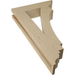 Ekena Millwork - BKTUR035X16X28IMP01RCPR - Timberthane Faux Wood Imperial Style Bracket, Traditional Ends, 3 1/2"W x 16"D x 28"H, Primed Tan