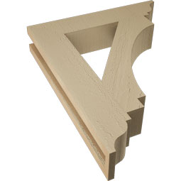 Ekena Millwork - BKTUR035X18X22IMP01RCPR - Timberthane Faux Wood Imperial Style Bracket, Traditional Ends, 3 1/2"W x 18"D x 22"H, Primed Tan