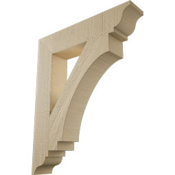 Ekena Millwork - BKTUR035X18X22IMP01RCPR - Timberthane Faux Wood Imperial Style Bracket, Traditional Ends, 3 1/2"W x 18"D x 22"H, Primed Tan