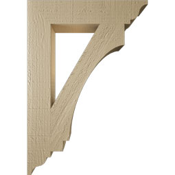 Ekena Millwork - BKTUR035X18X26IMP01RCPR - Timberthane Faux Wood Imperial Style Bracket, Traditional Ends, 3 1/2"W x 18"D x 26"H, Primed Tan