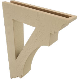Ekena Millwork - BKTUR035X18X26IMP01RCPR - Timberthane Faux Wood Imperial Style Bracket, Traditional Ends, 3 1/2"W x 18"D x 26"H, Primed Tan