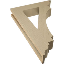 Ekena Millwork - BKTUR035X18X26IMP01RCPR - Timberthane Faux Wood Imperial Style Bracket, Traditional Ends, 3 1/2"W x 18"D x 26"H, Primed Tan