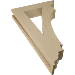 Ekena Millwork - BKTUR035X18X30IMP01RCPR - Timberthane Faux Wood Imperial Style Bracket, Traditional Ends, 3 1/2"W x 18"D x 30"H, Primed Tan