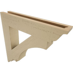 Ekena Millwork - BKTUR035X20X20IMP01RCPR - Timberthane Faux Wood Imperial Style Bracket, Traditional Ends, 3 1/2"W x 20"D x 20"H, Primed Tan