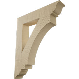 Ekena Millwork - BKTUR035X20X24IMP01RCPR - Timberthane Faux Wood Imperial Style Bracket, Traditional Ends, 3 1/2"W x 20"D x 24"H, Primed Tan