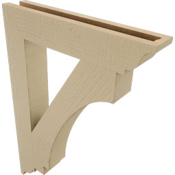 Ekena Millwork - BKTUR035X20X28IMP01RCPR - Timberthane Faux Wood Imperial Style Bracket, Traditional Ends, 3 1/2"W x 20"D x 28"H, Primed Tan