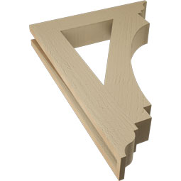 Ekena Millwork - BKTUR035X20X28IMP01RCPR - Timberthane Faux Wood Imperial Style Bracket, Traditional Ends, 3 1/2"W x 20"D x 28"H, Primed Tan