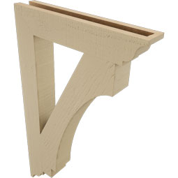 Ekena Millwork - BKTUR035X20X32IMP01RCPR - Timberthane Faux Wood Imperial Style Bracket, Traditional Ends, 3 1/2"W x 20"D x 32"H, Primed Tan