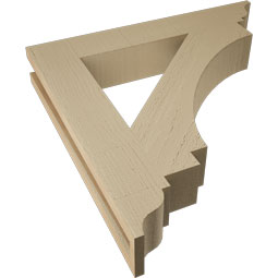 Ekena Millwork - BKTUR035X22X22IMP01RCPR - Timberthane Faux Wood Imperial Style Bracket, Traditional Ends, 3 1/2"W x 22"D x 22"H, Primed Tan