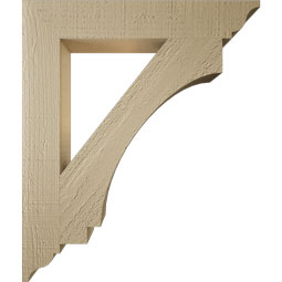 Ekena Millwork - BKTUR035X22X26IMP01RCPR - Timberthane Faux Wood Imperial Style Bracket, Traditional Ends, 3 1/2"W x 22"D x 26"H, Primed Tan