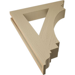Ekena Millwork - BKTUR035X22X26IMP01RCPR - Timberthane Faux Wood Imperial Style Bracket, Traditional Ends, 3 1/2"W x 22"D x 26"H, Primed Tan