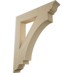 Ekena Millwork - BKTUR035X22X26IMP01RCPR - Timberthane Faux Wood Imperial Style Bracket, Traditional Ends, 3 1/2"W x 22"D x 26"H, Primed Tan