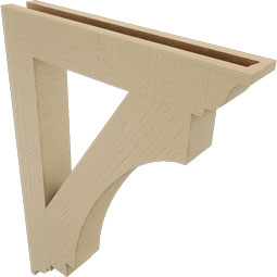 Ekena Millwork - BKTUR035X22X30IMP01RCPR - Timberthane Faux Wood Imperial Style Bracket, Traditional Ends, 3 1/2"W x 22"D x 30"H, Primed Tan