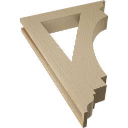 Ekena Millwork - BKTUR035X22X30IMP01RCPR - Timberthane Faux Wood Imperial Style Bracket, Traditional Ends, 3 1/2"W x 22"D x 30"H, Primed Tan