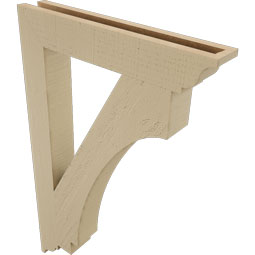 Ekena Millwork - BKTUR035X22X34IMP01RCPR - Timberthane Faux Wood Imperial Style Bracket, Traditional Ends, 3 1/2"W x 22"D x 34"H, Primed Tan