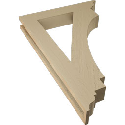 Ekena Millwork - BKTUR035X22X34IMP01RCPR - Timberthane Faux Wood Imperial Style Bracket, Traditional Ends, 3 1/2"W x 22"D x 34"H, Primed Tan