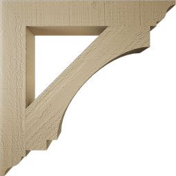 Ekena Millwork - BKTUR035X24X24IMP01RCPR - Timberthane Faux Wood Imperial Style Bracket, Traditional Ends, 3 1/2"W x 24"D x 24"H, Primed Tan