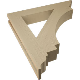 Ekena Millwork - BKTUR035X24X24IMP01RCPR - Timberthane Faux Wood Imperial Style Bracket, Traditional Ends, 3 1/2"W x 24"D x 24"H, Primed Tan