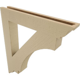 Ekena Millwork - BKTUR035X24X28IMP01RCPR - Timberthane Faux Wood Imperial Style Bracket, Traditional Ends, 3 1/2"W x 24"D x 28"H, Primed Tan