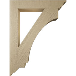 Ekena Millwork - BKTUR035X24X32IMP01RCPR - Timberthane Faux Wood Imperial Style Bracket, Traditional Ends, 3 1/2"W x 24"D x 32"H, Primed Tan