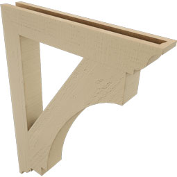 Ekena Millwork - BKTUR035X24X32IMP01RCPR - Timberthane Faux Wood Imperial Style Bracket, Traditional Ends, 3 1/2"W x 24"D x 32"H, Primed Tan