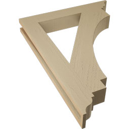 Ekena Millwork - BKTUR035X24X32IMP01RCPR - Timberthane Faux Wood Imperial Style Bracket, Traditional Ends, 3 1/2"W x 24"D x 32"H, Primed Tan