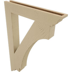 Ekena Millwork - BKTUR035X24X36IMP01RCPR - Timberthane Faux Wood Imperial Style Bracket, Traditional Ends, 3 1/2"W x 24"D x 36"H, Primed Tan