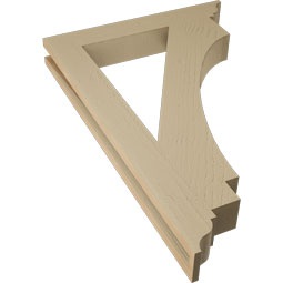 Ekena Millwork - BKTUR035X24X36IMP01RCPR - Timberthane Faux Wood Imperial Style Bracket, Traditional Ends, 3 1/2"W x 24"D x 36"H, Primed Tan