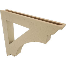Ekena Millwork - BKTUR035X26X26IMP01RCPR - Timberthane Faux Wood Imperial Style Bracket, Traditional Ends, 3 1/2"W x 26"D x 26"H, Primed Tan