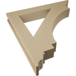 Ekena Millwork - BKTUR035X26X26IMP01RCPR - Timberthane Faux Wood Imperial Style Bracket, Traditional Ends, 3 1/2"W x 26"D x 26"H, Primed Tan