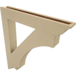 Ekena Millwork - BKTUR035X26X30IMP01RCPR - Timberthane Faux Wood Imperial Style Bracket, Traditional Ends, 3 1/2"W x 26"D x 30"H, Primed Tan