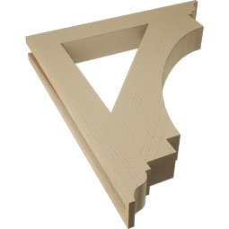 Ekena Millwork - BKTUR035X26X30IMP01RCPR - Timberthane Faux Wood Imperial Style Bracket, Traditional Ends, 3 1/2"W x 26"D x 30"H, Primed Tan