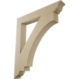 Ekena Millwork - BKTUR035X26X30IMP01RCPR - Timberthane Faux Wood Imperial Style Bracket, Traditional Ends, 3 1/2"W x 26"D x 30"H, Primed Tan