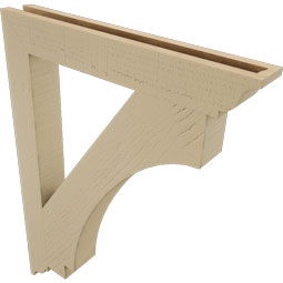 Ekena Millwork - BKTUR035X26X34IMP01RCPR - Timberthane Faux Wood Imperial Style Bracket, Traditional Ends, 3 1/2"W x 26"D x 34"H, Primed Tan