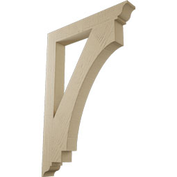 Ekena Millwork - BKTUR035X26X38IMP01RCPR - Timberthane Faux Wood Imperial Style Bracket, Traditional Ends, 3 1/2"W x 26"D x 38"H, Primed Tan