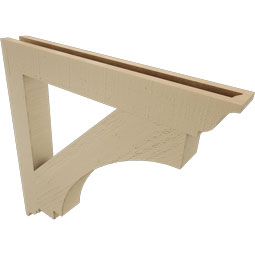 Ekena Millwork - BKTUR035X28X28IMP01RCPR - Timberthane Faux Wood Imperial Style Bracket, Traditional Ends, 3 1/2"W x 28"D x 28"H, Primed Tan