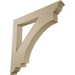 Ekena Millwork - BKTUR035X28X28IMP01RCPR - Timberthane Faux Wood Imperial Style Bracket, Traditional Ends, 3 1/2"W x 28"D x 28"H, Primed Tan